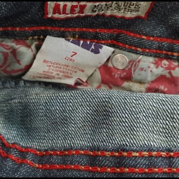 ROXY jeans mini skirt five pockets essential Alex low rise dark blue size 7 - Picture 5 of 10